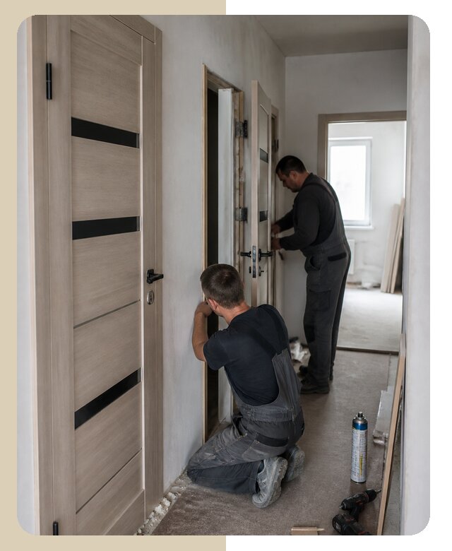 Профессиональный монтаж нескольких дверей под ключ в Новомосковске